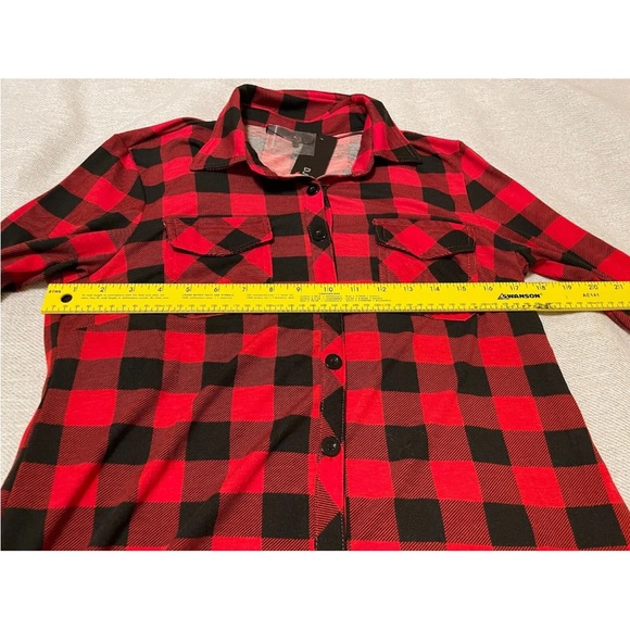 DJT Women’s Roll Up Long Sleeve Collared Button Down Plaid Shirt Medium NEW - Picture 8 of 11